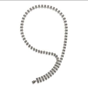 Hand-crafted vintage pewter rug necklace
